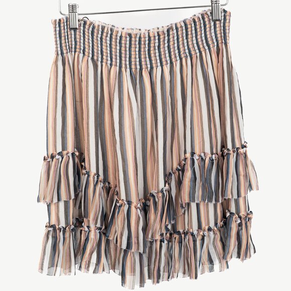 Derek Lam 10 Crosby Orange Striped Silk Ruffle Mini Skirt - Picture 2 of 9